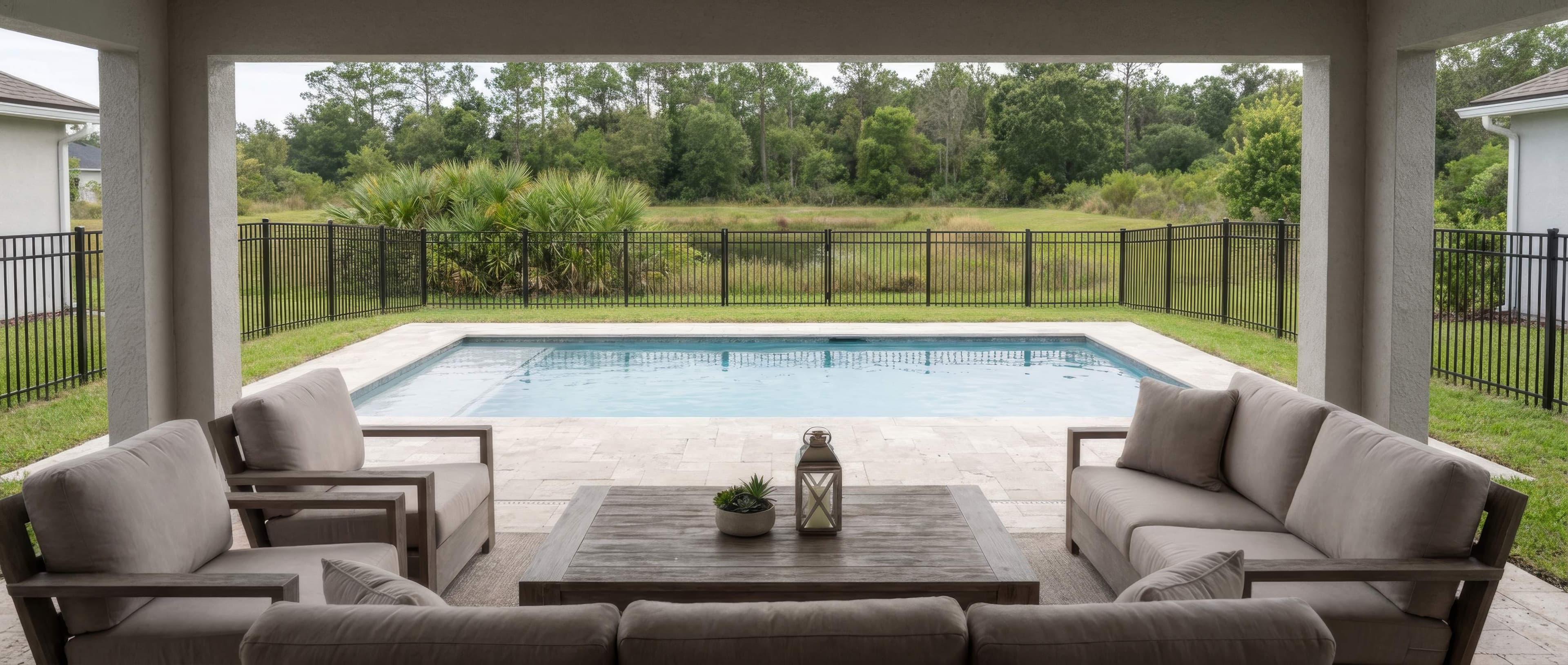 black aluminum flat_top fence installation in Bradenton, FL